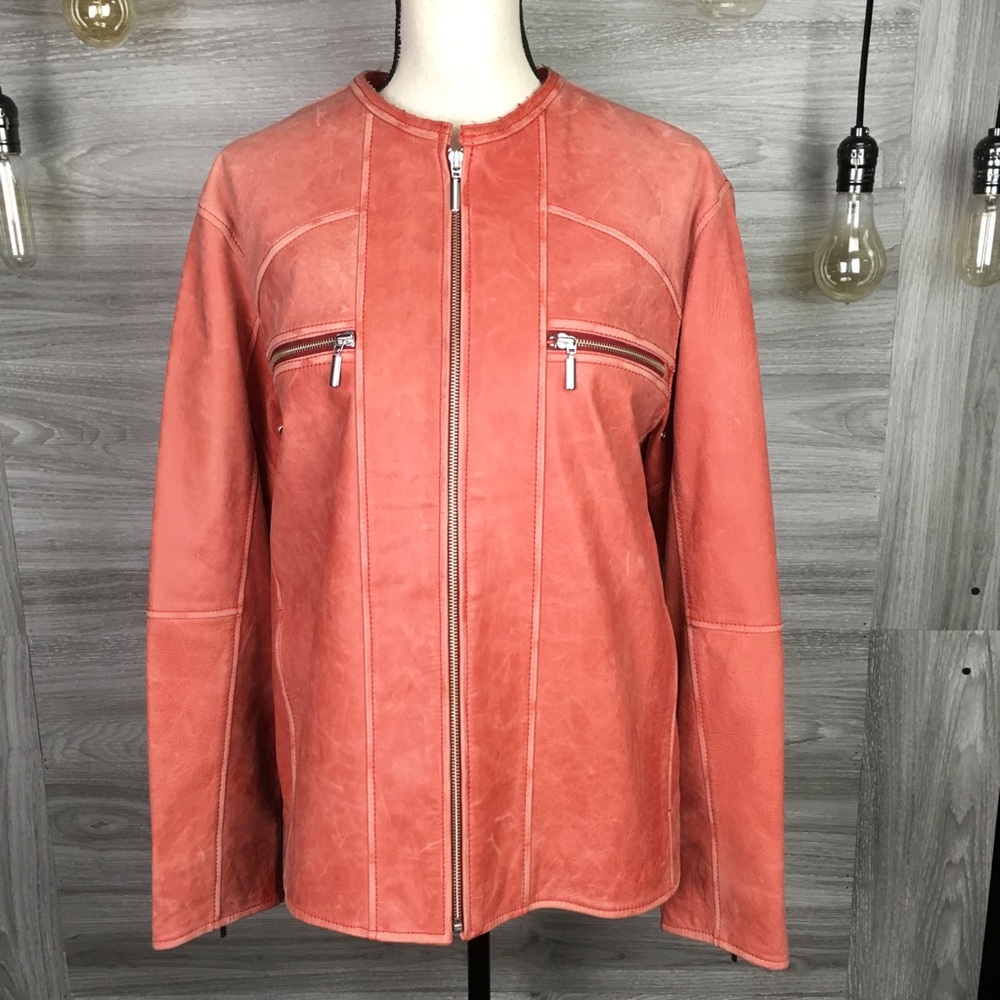 Missani Le Collezioni Aged Leather Jacket Size M
